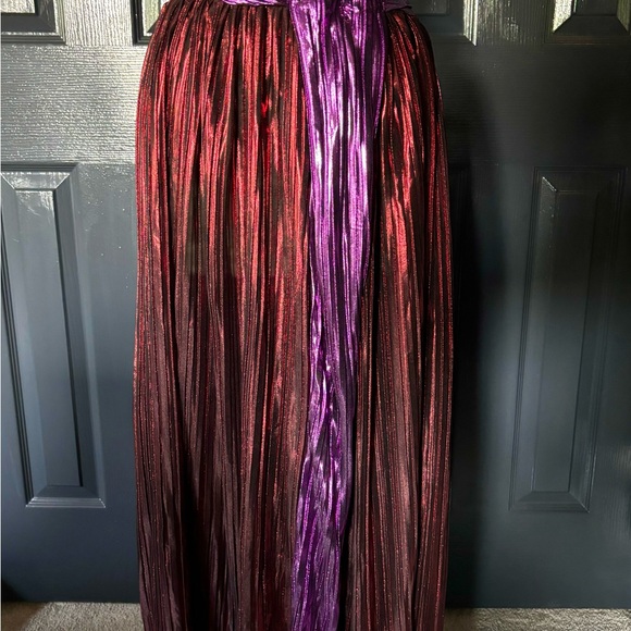 Sabina Musayev Red and Purple Maxi Pleated Skirt - Picture 2 of 6